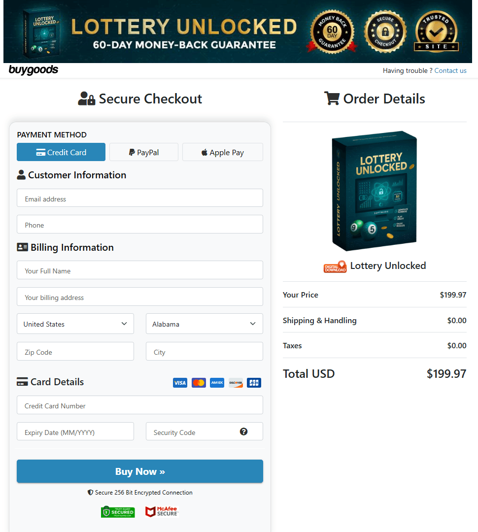 Lottery Unlocked order form